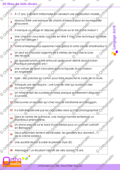 Page 2 de la fiche