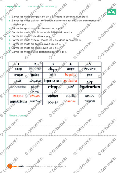 Page 5 de la fiche