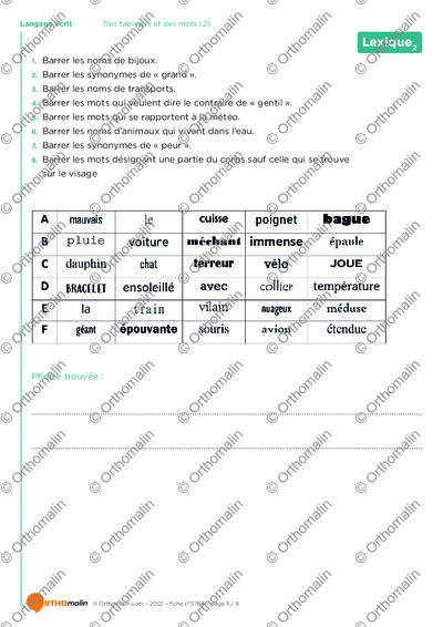 Page 5 de la fiche
