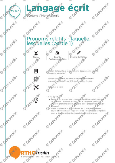Page 1 de la fiche