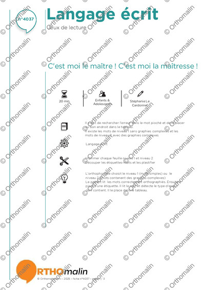 Page 1 de la fiche