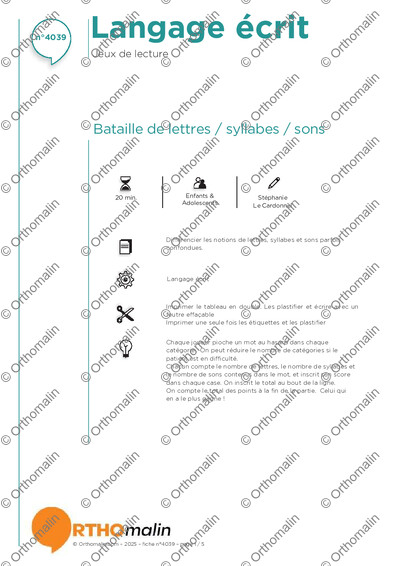 Page 1 de la fiche