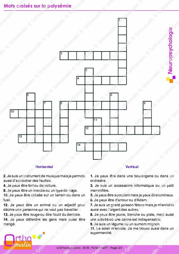 mots croises sur la polysemie orthomalin