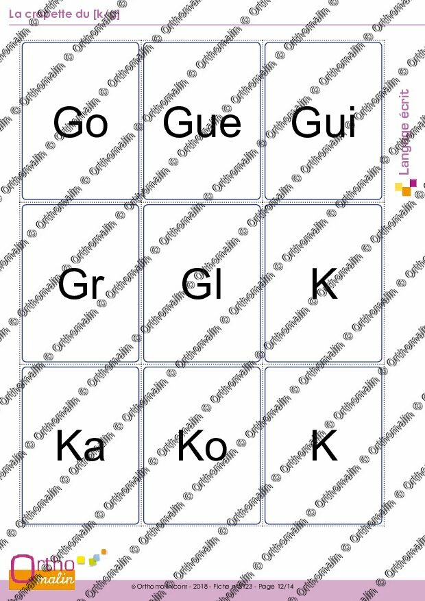 Ressource orthophonie La crapette du [k/g] Orthomalin