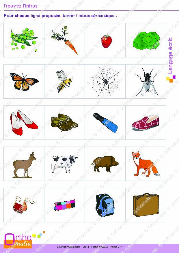 Trouver L'intrus Dans Une Liste De Mots Ressource orthophonie - Trouvez l'intrus | Orthomalin