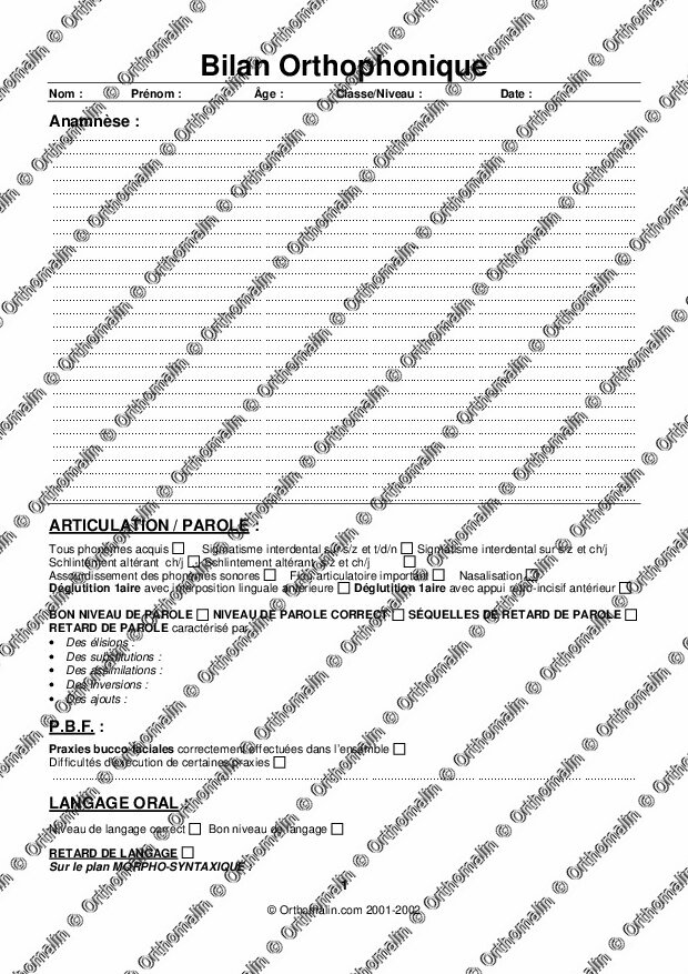 Ressource orthophonie  Bilan orthophonique  Orthomalin