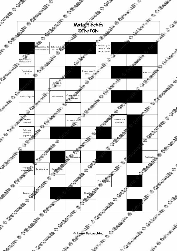 Ion Negatif Mot Fleche Ressource orthophonie - Mots fléchés oin-ion | Orthomalin