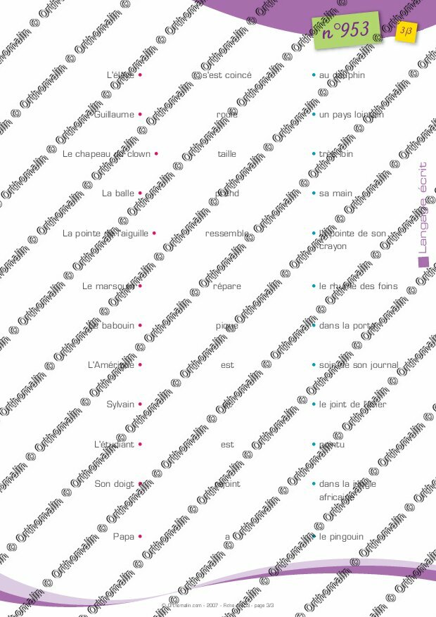 Ressource orthophonie Assembler des phrases à partir de mots en oin Orthomalin