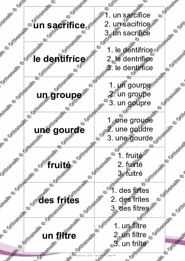 Ressource orthophonie Paires de mots (groupes consonantiques) Orthomalin