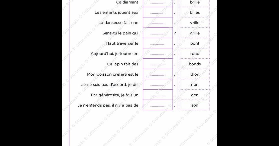 Ressource orthophonie  A chaque phrase un mot  Orthomalin