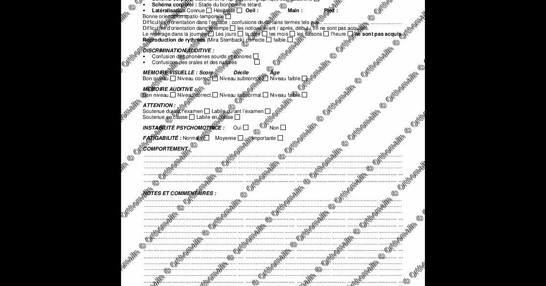 Bilan orthophonique  Orthomalin
