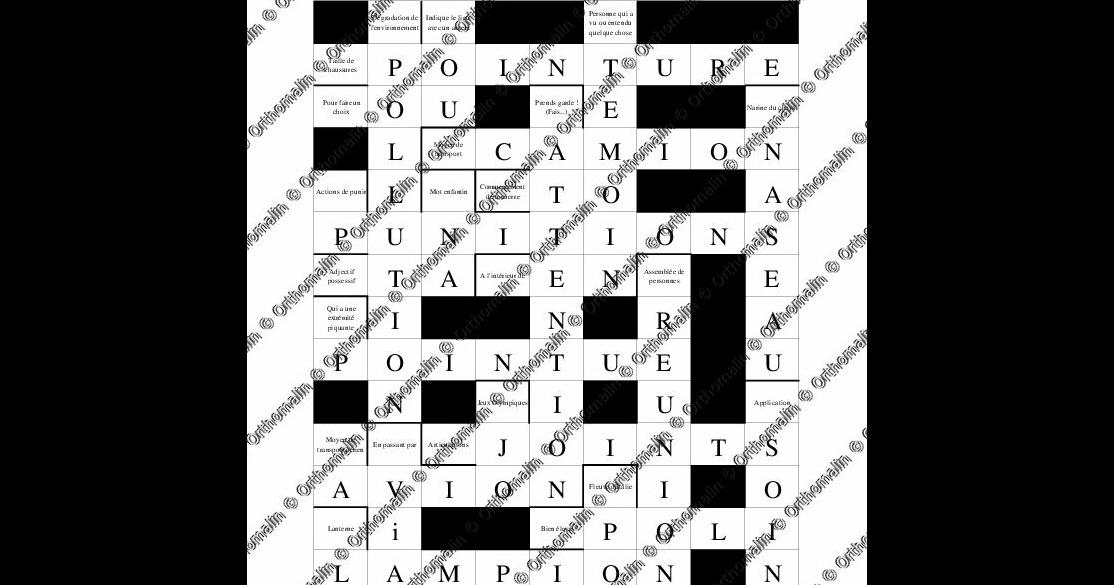 Ion Negatif Mot Fleche Ressource orthophonie - Mots fléchés oin-ion | Orthomalin