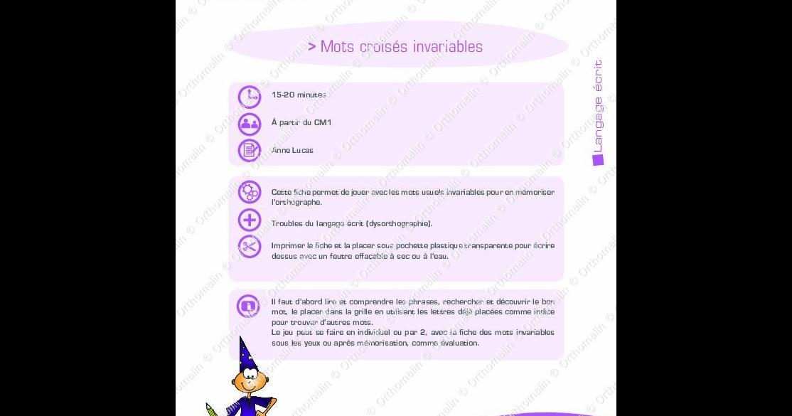 Mots Croises Invariables Orthomalin Mots Croises Invariables Orthomalin