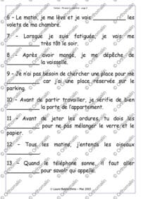 Phrases à compléter – Verbes