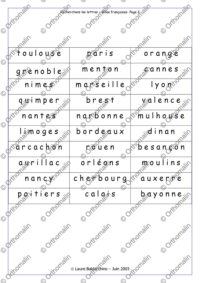 Recherchons les lettres, villes françaises
