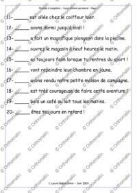 Phrases à compléter sujet / pronom personnel
