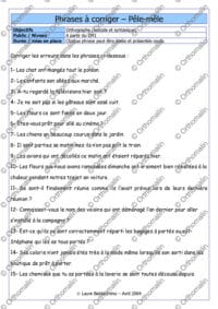 Phrases à corriger. Pêle-mêle