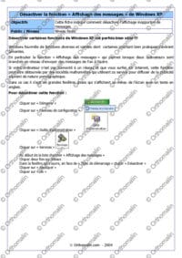 Eliminer les messages non désirés de Windows XP