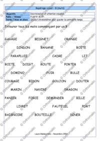 Repérage visuel – B (mots)