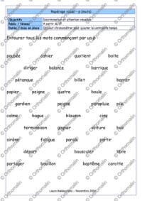 Reperage visuel - P - mots