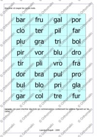 Jeu de loto - logatomes simples