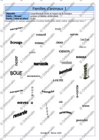 Familles d'animaux 1