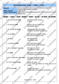 Homophones mai - mes ...