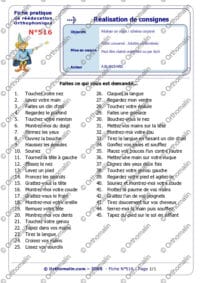 Consignes - Schéma corporel