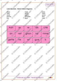 SYLLABES EN VRAC fruits et légumes