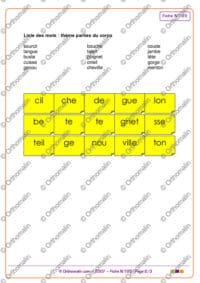 SYLLABES EN VRAC parties du corps