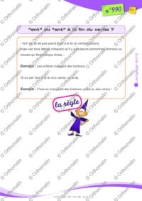 “ent” ou “ant” à la fin du verbe ?