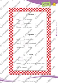 Menu de restaurant