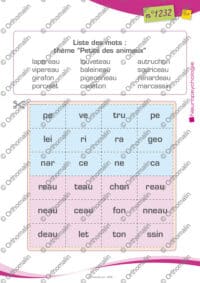 3 SYLLABES EN VRAC - PETITS DES ANIMAUX
