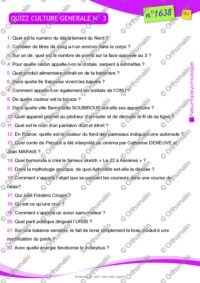 QUIZZ CULTURE GENERALE N° 3