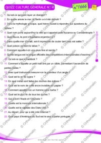 QUIZZ CULTURE GENERALE N°4