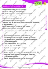 QUIZZ CULTURE GENERALE N°5