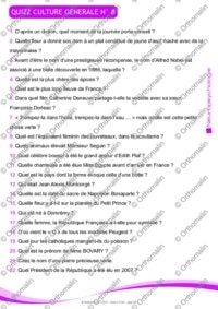 QUIZZ CULTURE GENERALE N°8