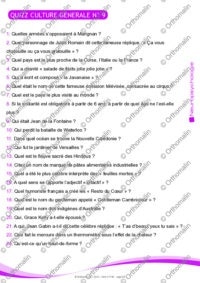 QUIZZ CULTURE GENERALE N°9
