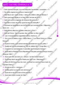 QUIZZ CULTURE GENERALE N° 11