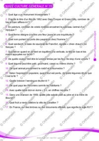 QUIZZ CULTURE GENERALE N°19