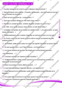 QUIZZ CULTURE GENERALE N°20