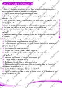 QUIZZ CULTURE GENERALE N°21
