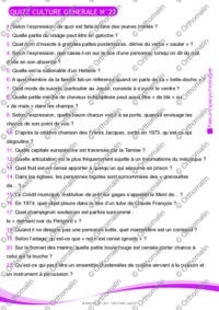QUIZZ CULTURE GENERALE N°22