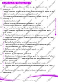 QUIZZ CULTURE GENERALE N°27