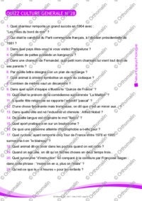 QUIZZ CULTURE GENERALE N°28