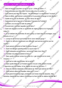 QUIZZ CULTURE GENERALE N°36 SPECIAL ANIMAUX