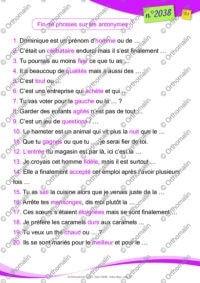 Fin de phrases sur les antonymes