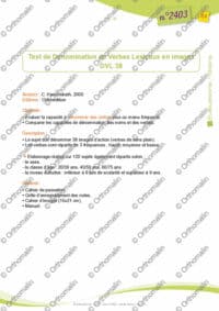 Test de Dénomination de Verbes Lexicaux en images (DVL 38)