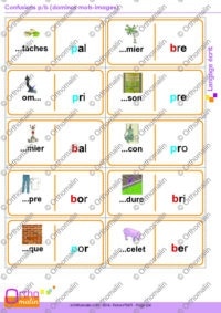 Confusions p/b (dominos mots-images)