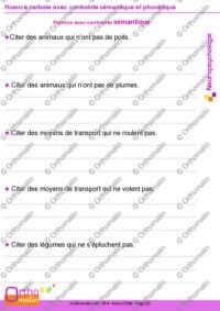 Fluence verbale avec contrainte sémantique et phonétique